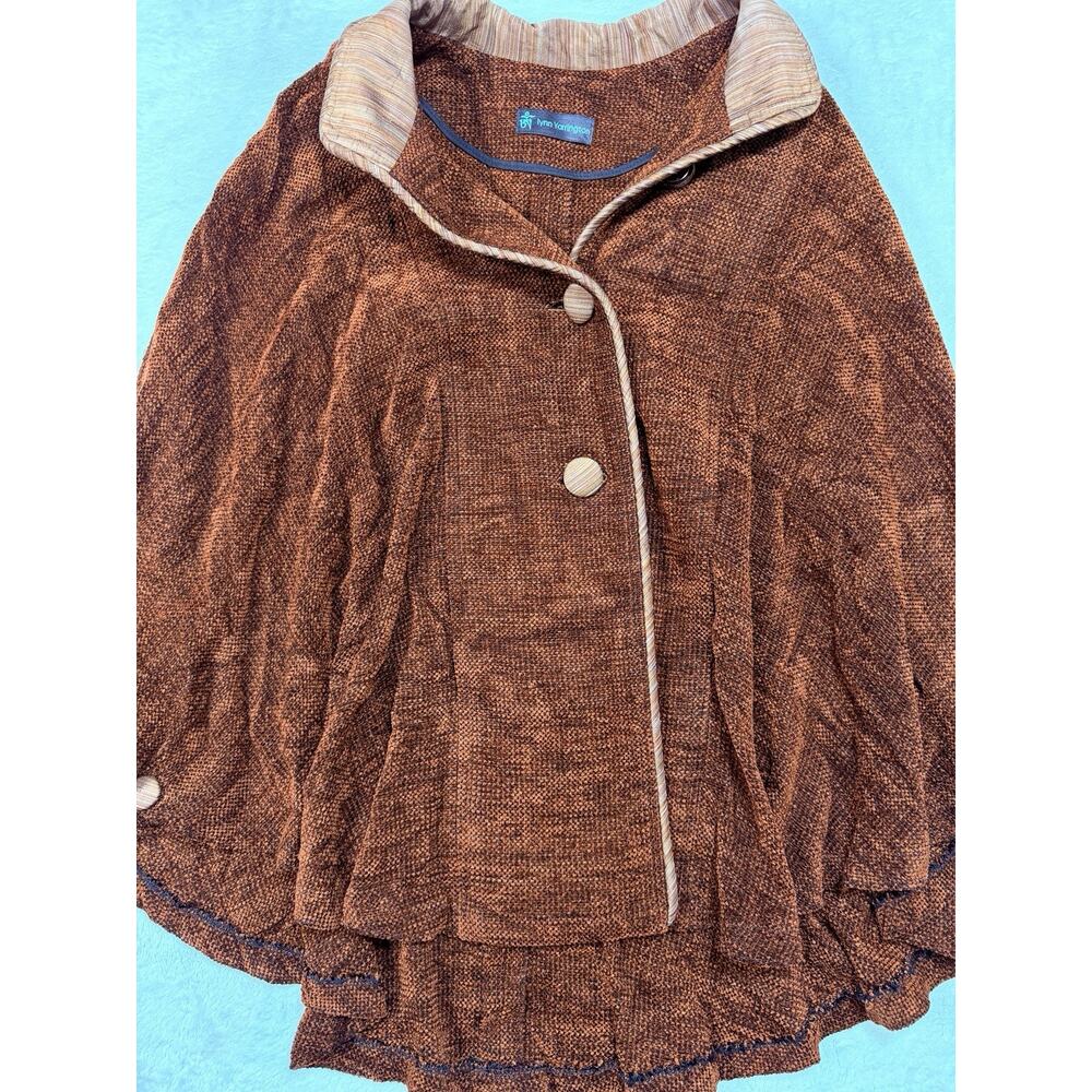 Lynn Yarrington VTG Handwoven Chenille Cape Jacket Rust Terracotta Art To Wear - Picture 2 of 12